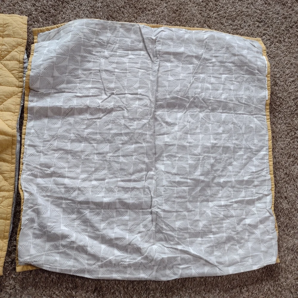 West Elm 3 Pillow Shams Organic Cotton 26x26 Yellow Quilted Minimalist U